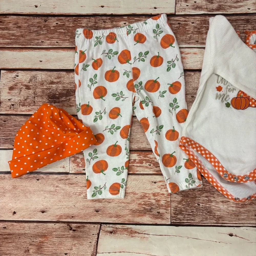 Baby Essentials White and Orange Pumpkin Set